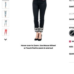 Diane Gilman Black Jeans,gorgeous hem embroidery.